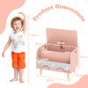 Kids Wooden Toy Box with Front Bookshelf 4 Solid Wood Legs-Pink
