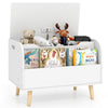 Kids Wooden Toy Box with Front Bookshelf 4 Solid Wood Legs-White