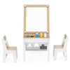 Kids Art Craft Table and Chairs Set with Paper Roll Flip-up Tabletop-Natural