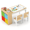 Kids Art Table and Chairs Set with Paper Roll and Storage Shelves-Colourful