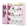 Kids Bookshelf Toy Storage Organizer with Storage Boxes and Open Shelves-Pink