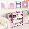 Kids Bookshelf Toy Storage Organizer with Storage Boxes and Open Shelves-Pink
