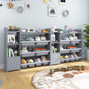 Kids Bookshelf Toy Storage Organizer with Storage Boxes and Open Shelves-Grey