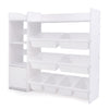 Kids Bookshelf Toy Storage Organizer with Storage Boxes and Open Shelves-White