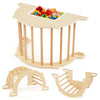 Kids Climbing Arch Sensory Table with Removable Collapsible Storage Bin and Rocker Board-M
