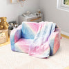 Kids Couch with Blanket 2-in-1 Folding Toddler Sofa Glow in the Dark Chair-Pink