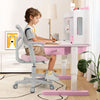 Kids Desk Chair Children Study Chair with Adjustable Height Armrest and Footrest-Pink