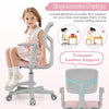 Kids Desk Chair Children Study Chair with Adjustable Height Armrest and Footrest-Pink