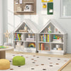 Kids Dollhouse Bookshelf with Anti-toppling Devices and 3-Tier Open Display Shelf for Toddlers-White