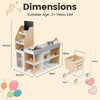 Kids Grocery Store Playset Wooden Pretend Play Supermarket with Shopping Cart-Natural