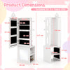Kids Jewelry Armoire Full Length Mirror with Coat Rack and Storage Shelves-White