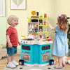 Kids Kitchen Playset Corner Play Kitchen with Realistic Sounds and Lights-Blue