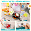 Kids Kitchen Playset Corner Play Kitchen with Realistic Sounds and Lights-Blue