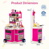 Kids Kitchen Playset Corner Play Kitchen with Realistic Sounds and Lights-Pink