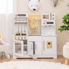 Kids Kitchen Playset with Coffee Maker and Stove Top and Golden Utensils-White