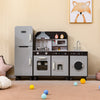 Kids Kitchen Playset with Refrigerator and Washing Machine-Brown