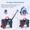 2 Pieces Kids Luggage Set with Spinner Wheels and Anti-Lose Rope-Dark Blue