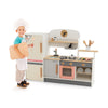 Wooden Pretend Kids Play Kitchen Set with Realistic Range Hood