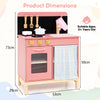 Kids Play Kitchen Set with Door Curtain and Stoves and Apron-Pink