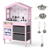 Kids Play Kitchen with 2 Stoves and Drawers and Dishwasher-Pink