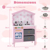 Kids Play Kitchen with 2 Stoves and Drawers and Dishwasher-Pink