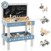 Kids Wooden Play Workbench with Blackboard and Tool Parts Set-Blue