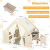 6-in-1 Kids Play Tent Playhouse with Blackboard 6 Storage Bins and Floor Cushion-Natural
