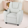Kids Recliner with Cup Holder PU Leather Kids Reclining Chair-Beige