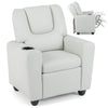 Kids Recliner with Cup Holder PU Leather Kids Reclining Chair-Beige