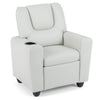 Kids Recliner with Cup Holder PU Leather Kids Reclining Chair-Beige