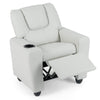 Kids Recliner with Cup Holder PU Leather Kids Reclining Chair-Beige