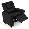 Kids Recliner with Cup Holder PU Leather Kids Reclining Chair-Black
