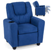 Kids Recliner with Cup Holder PU Leather Kids Reclining Chair-Blue