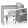 Kids Study Desk and Chair Set Children Study Table with Open Shelves-Grey