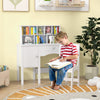 Kids Study Desk and Chair Set with Hutch and Storage Cabinet-White
