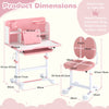 Kid's Study Desk and Chair Set with Tilt Desktop and Footrest Bar-Pink