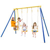 Heavy-Duty Kids Playset with 2 Swing Seats and 2 Glider Seats for Children 3-12 Years Old-Blue