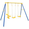 Heavy-Duty Kids Playset with 2 Swing Seats and 2 Glider Seats for Children 3-12 Years Old-Blue