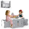 Kids Table and Chair Set 3-Piese Toddler Set with 2 Stools and Activity Table-Grey
