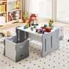 Kids Table and Chair Set 3-Piese Toddler Set with 2 Stools and Activity Table-Grey