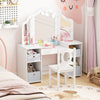 Kids Vanity Desk and Chair 2 in 1 Toddler Makeup Pretend Play Table-Gray & White