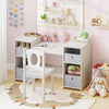 Kids Vanity Desk and Chair 2 in 1 Toddler Makeup Pretend Play Table-Gray & White