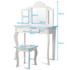 Kids Vanity Makeup Table Set Princess Makeup Dressing Table with Stool-White