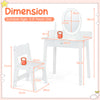 Kids Vanity Set Makeup Beauty Dressing Table and Chair with Lighted Mirror-White