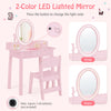Kids Vanity Set Makeup Beauty Dressing Table and Chair with Lighted Mirror-Light Pink