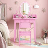 Kids Vanity Set Makeup Beauty Dressing Table and Chair with Lighted Mirror-Pink