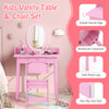 Kids Vanity Set Makeup Beauty Dressing Table and Chair with Lighted Mirror-Pink