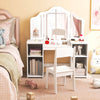 Kids Vanity Set with Tri-Folding Detachable Mirror-White