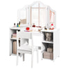 Kids Vanity Set with Tri-Folding Detachable Mirror-White