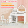 Kids Vanity Table and Chair Set with Cloud-shaped Mirror and Shelf Drawers-White